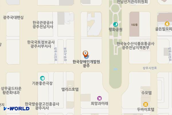 상무비즈센터 위치 지도 — 전남광주통합특별시 서구 상무시민로 103