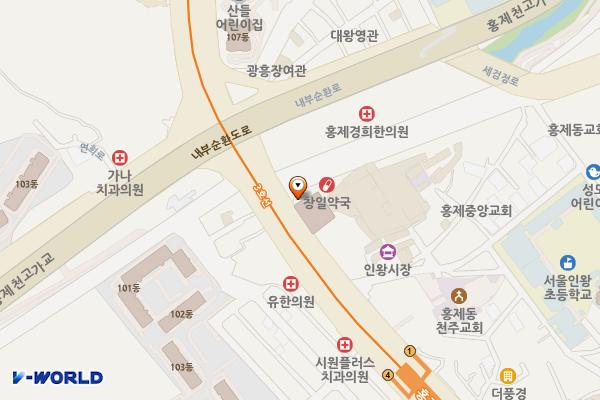 유진상가/인왕시장 앞 공영 위치 지도 — 서울특별시 서대문구 홍제3동 294-4