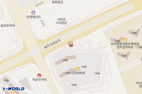 아산 다솜공원 위치 지도 — 충청남도 아산시 배방읍 동방로 134