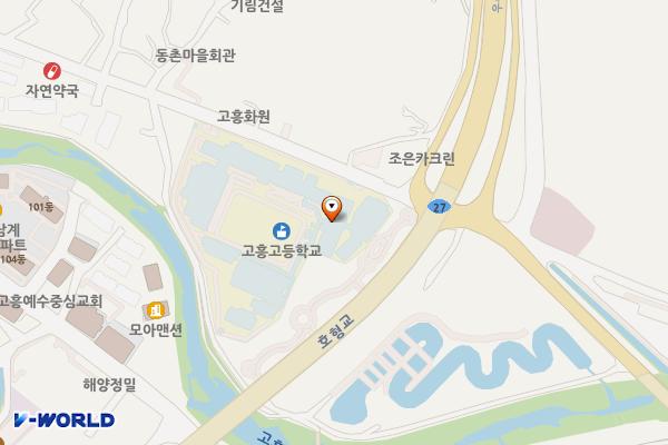 고흥읍 제1공영 주차장 위치 지도 — 전남광주통합특별시 고흥군 고흥읍 학교길 23