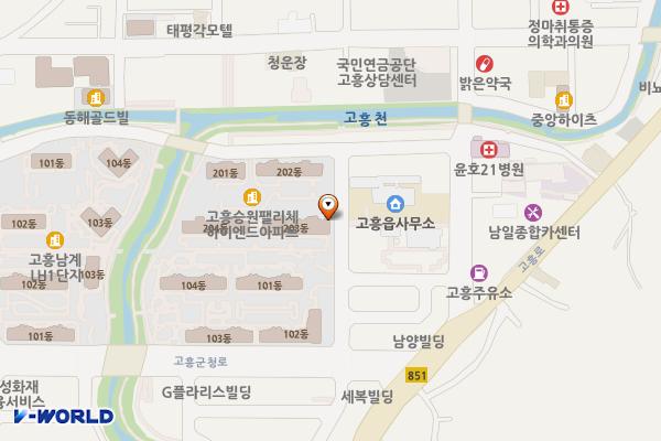 고흥 윤호병원 앞 공영주차장 위치 지도 — 전남광주통합특별시 고흥군 고흥읍 남계리 1075