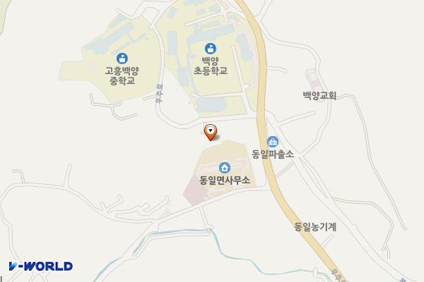 고흥 동일면사무소 위치 지도 — 전남광주통합특별시 고흥군 동일면 우주로 2582-41