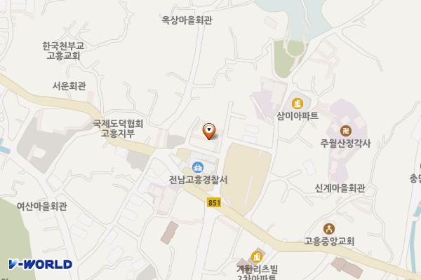 고흥 존심당 역사문화공원 위치 지도 — 전남광주통합특별시 고흥군 고흥읍 옥하리 124