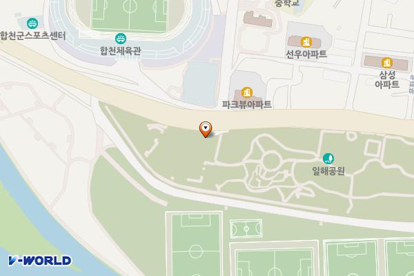 합천 군민체육관 동편 위치 지도 — 경상남도 합천군 합천읍 장수로 1