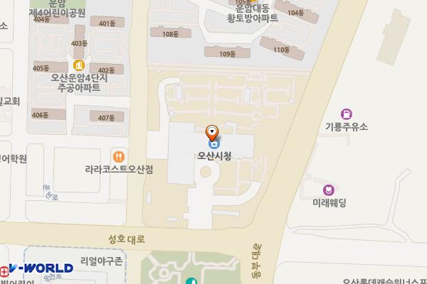 오산시청 부설주차장(옥외) 위치 지도 — 경기도 오산시 성호대로 141