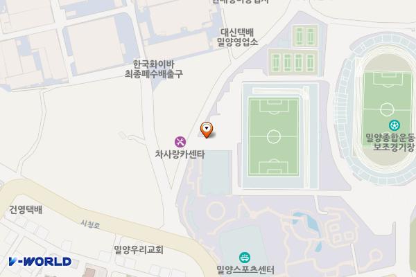 밀양 배드민턴경기장 위치 지도 — 경상남도 밀양시 시청로 28