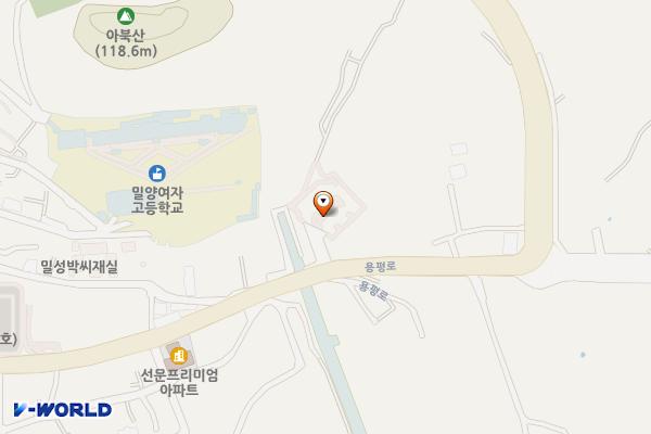 밀양 관아 공영주차장 위치 지도 — 경상남도 밀양시 용평로 37