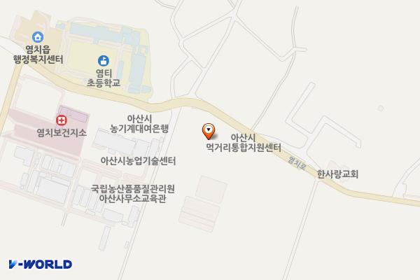 아산시 먹거리재단 위치 지도 — 충청남도 아산시 염치읍 염치로 62
