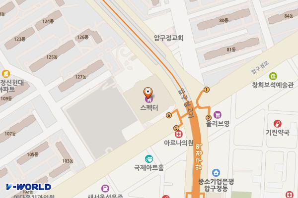 현대백화점 압구정본점 위치 지도 — 서울특별시 강남구 압구정로 165