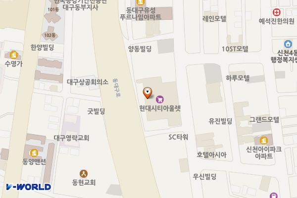 현대아울렛 대구점 위치 지도 — 대구광역시 동구 동대구로 454