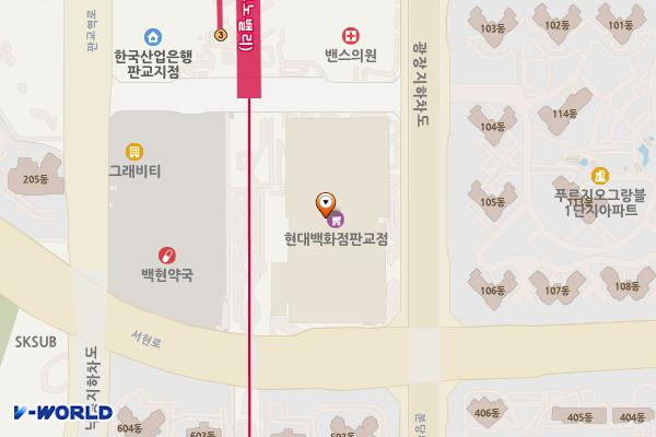 현대백화점 판교점 위치 지도 — 경기도 성남시 분당구 판교역로146번길 20