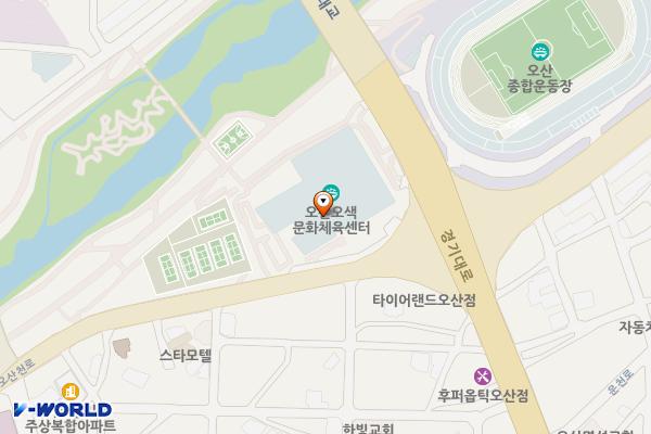 오산 오색문화체육센터 부설주차장 위치 지도 — 경기도 오산시 오산천로 271