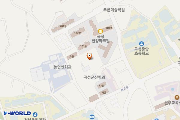 곡성군 상하수도사업소 위치 지도 — 전남광주통합특별시 곡성군 곡성읍 학정3길 10-1