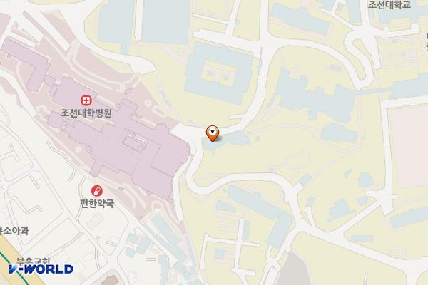 광주 조선대학교병원 위치 지도 — 전남광주통합특별시 동구 필문대로 365