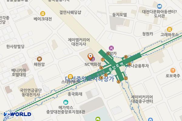 대전 NC 중앙로역점 위치 지도 — 대전광역시 중구 중앙로 141