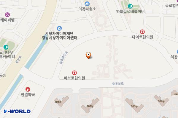 창원 제이디윙스 위치 지도 — 경상남도 창원시 의창구 중동중앙로 83