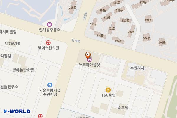 뉴코아아울렛 동수원점 위치 지도 — 경기도 수원시 팔달구 인계로 154