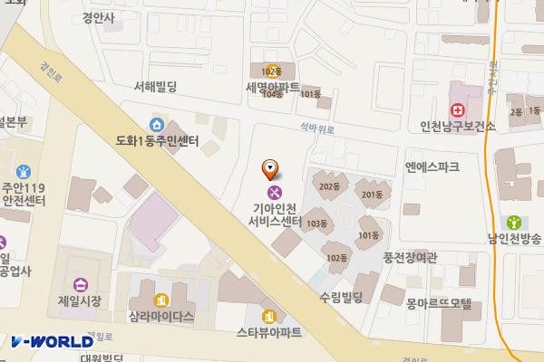 기아 인천 서비스센터 위치 지도 — 인천광역시 미추홀구 경인로 309