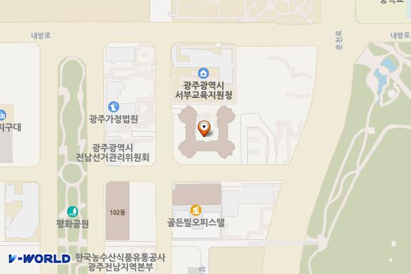 광주 상무 로잔티움파크 위치 지도 — 전남광주통합특별시 서구 시청로96번길 15