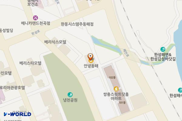 동해 오션시티레지던스호텔 위치 지도 — 강원특별자치도 동해시 한섬로 136-4