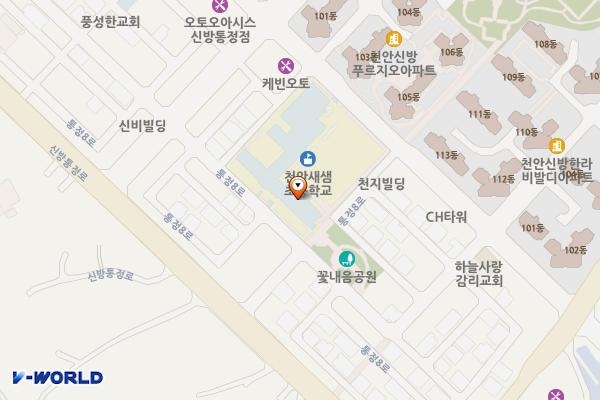 천안새샘초등학교 위치 지도 — 충청남도 천안시 동남구 통정9로 58
