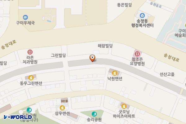 구미시 광평천제1주차장 위치 지도 — 경상북도 구미시 송정동 505