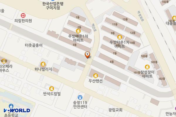 구미시 광평천제5주차장 위치 지도 — 경상북도 구미시 송정동 505