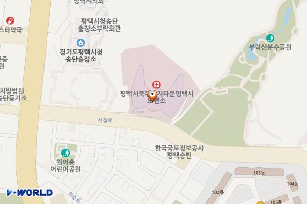 평택시 북부복지타운 주차장 위치 지도 — 경기도 평택시 서정로 295