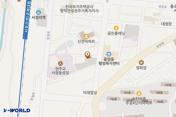 평택시 중앙동 제1공영주차장 위치 지도 — 경기도 평택시 서정역로 11