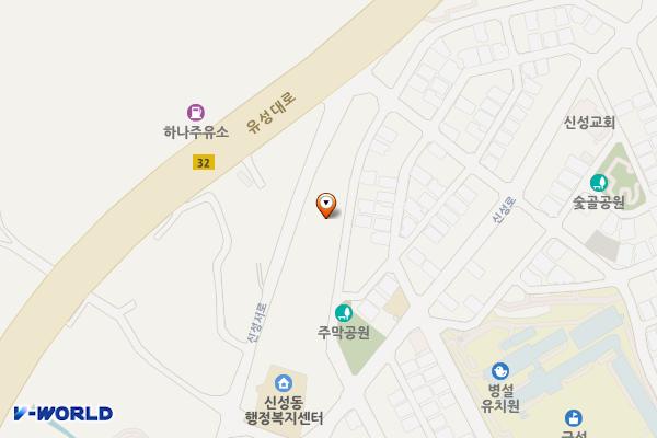 신성동(신)1공영주차장 위치 지도 — 대전광역시 유성구 신성동 산 11-23