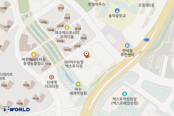 덕충동 엑스포타운 위치 지도 — 전라남도 여수시 덕충동 2036
