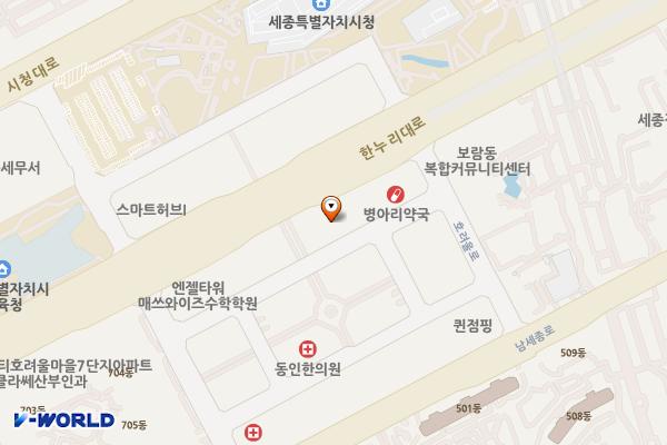 세종 스타힐타워 A동 위치 지도 — 세종특별자치시 한누리대로 2135A동 지하 1층