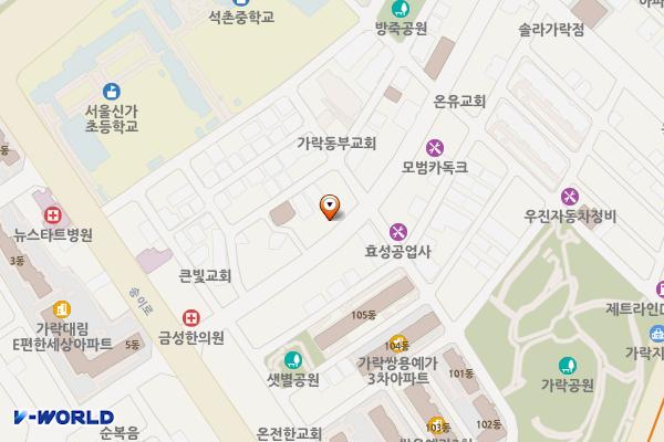 서울 송파구 한국전기안전써비스 사옥 위치 지도 — 서울특별시 송파구 오금로36길 60