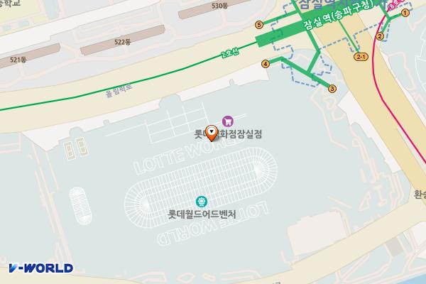 롯데월드 어드벤처(백화점구역) 위치 지도 — 서울특별시 송파구 올림픽로 240