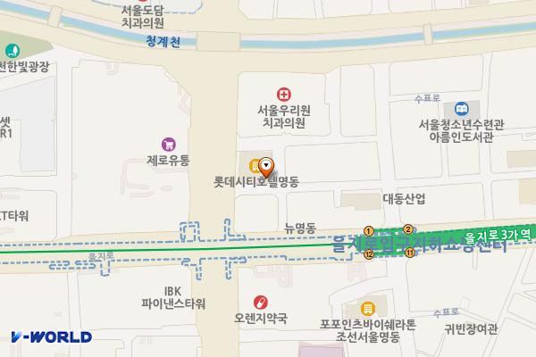 롯데시티호텔 명동 위치 지도 — 서울특별시 중구 삼일대로 362