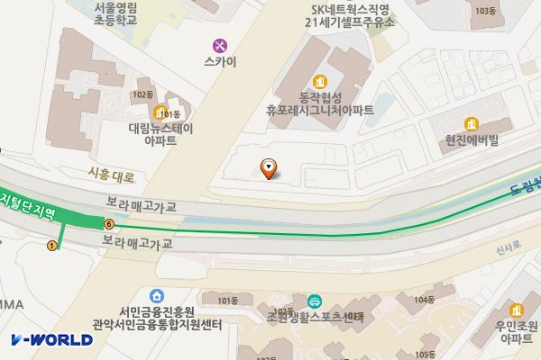신라스테이 해링턴타워 위치 지도 — 서울특별시 동작구 시흥대로 596