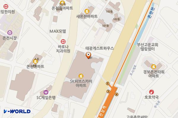 동래 SK 허브스카이 위치 지도 — 부산광역시 동래구 중앙대로 1523