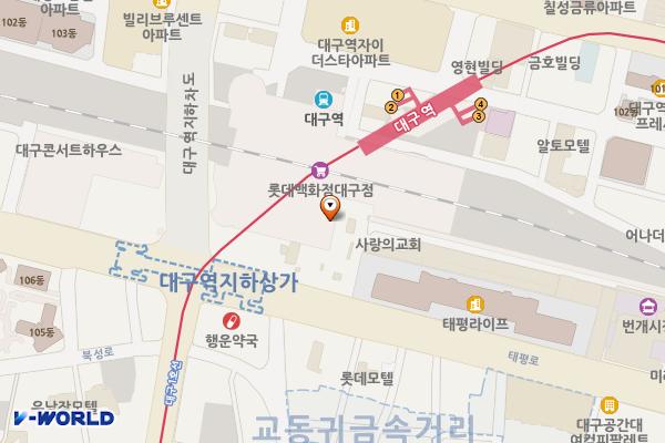 롯데백화점 대구점 지상 4층 위치 지도 — 대구광역시 중구 태평로 160