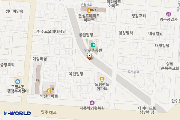 인천시 만수복개천3 공영주차장 위치 지도 — 인천광역시 남동구 구월동 1324-12 