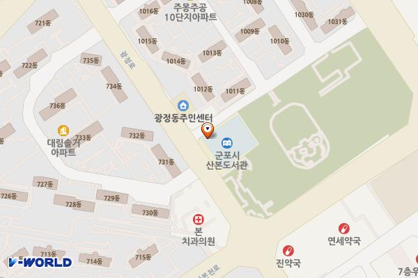군포시산본도서관 위치 지도 — 경기도 군포시 광정로 96