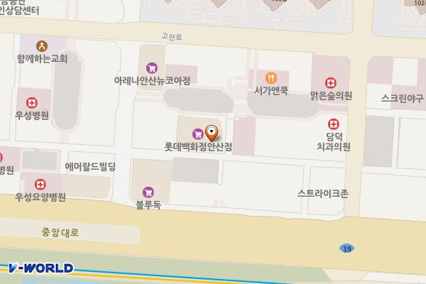 롯데백화점 안산점(본관) 위치 지도 — 경기도 안산시 단원구 고잔1길 12
