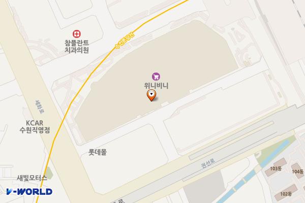 타임빌라스 수원점 지상 1층 위치 지도 — 경기도 수원시 권선구 세화로 134