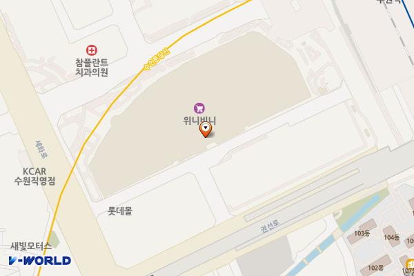 타임빌라스 수원점 지상 2층 절반 위치 지도 — 경기도 수원시 권선구 세화로 134