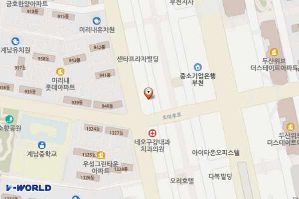 한국주차장운영 부천6호 주차장 지상 6층 위치 지도 — 경기도 부천시 원미구 조마루로291번길 9