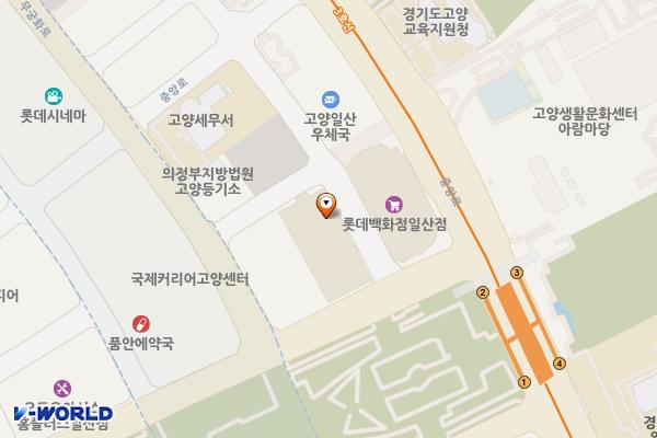 롯데백화점 일산점 별관 지상 4층 위치 지도 — 경기도 고양시 일산동구 중앙로1275번길 14-25