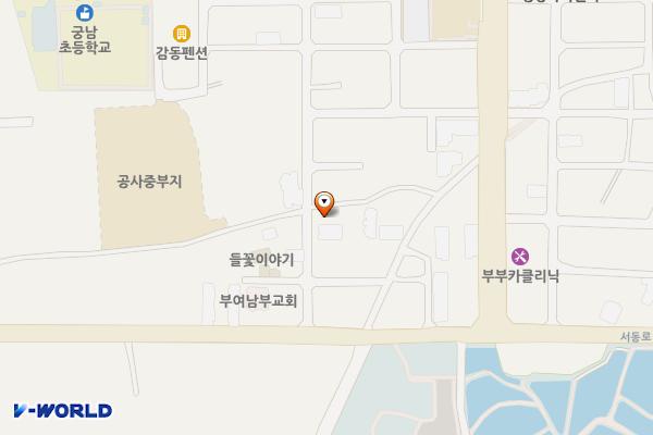 군수1리 제1쌈지주차장 위치 지도 — 충청남도 부여군 부여읍 군수리 131-10