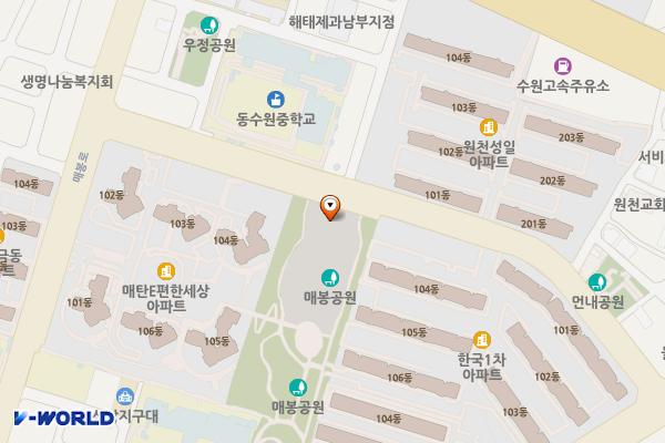 수원시 매봉 공영주차장 위치 지도 — 경기도 수원시 영통구 동탄원천로1109번길 61