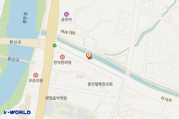 용인시 외대 진입로 노상주차장 위치 지도 — 경기도 용인시 처인구 모현읍 왕산리 945-2 (외대진입로 노상주차장)