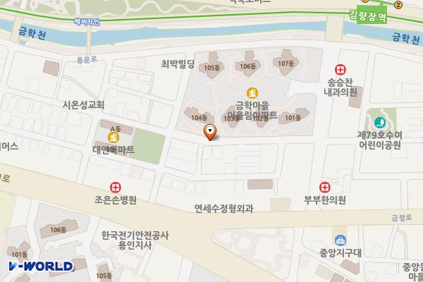 용인시 금호어울림 주변주차장 위치 지도 — 경기도 용인시 처인구 김량장동 381번지 (노상주차장)