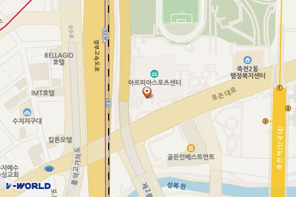 용인포은아트홀 위치 지도 — 경기도 용인시 수지구 포은대로 499